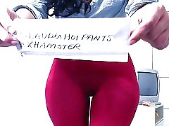 Cameltoe pantacollant rosso claudiahotpants